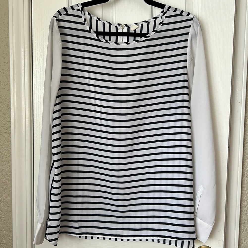 Womens old navy sheer blue and white striped blouse